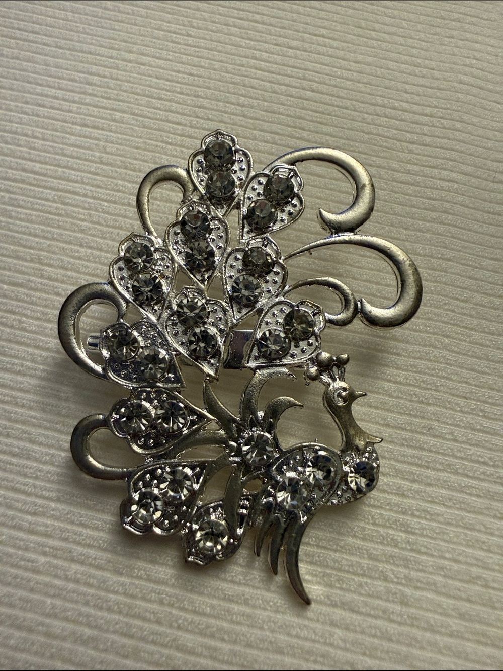 Silver Crystal Peacock Brooch - Women Jewelry